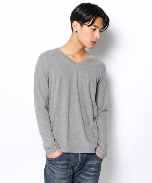 WEGO（ウィゴー）の「WEGO/ソフトタッチVネックTシャツ（Tシャツ/カットソー・メンズ・ホワイト/ブラック/杢グレー/ブルー・LARGE/MEDIUM）」の13枚目の写真