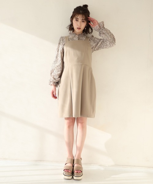 one after another NICE CLAUP(ワンアフターアナザーナイスクラップ)の「後ろレースアップジャンパースカート(ジャンパースカート・レディース・ベージュ/ブラック系その他/ベージュ系その他/グリーン・FREE)」の19枚目の写真