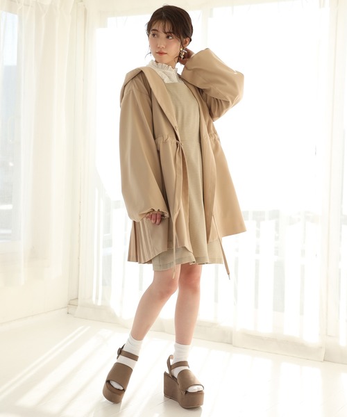 one after another NICE CLAUP(ワンアフターアナザーナイスクラップ)の「後ろレースアップジャンパースカート(ジャンパースカート・レディース・ベージュ/ブラック系その他/ベージュ系その他/グリーン・FREE)」の17枚目の写真