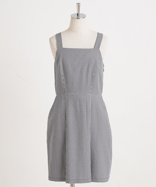 one after another NICE CLAUP(ワンアフターアナザーナイスクラップ)の「後ろレースアップジャンパースカート(ジャンパースカート・レディース・ベージュ/ブラック系その他/ベージュ系その他/グリーン・FREE)」の6枚目の写真