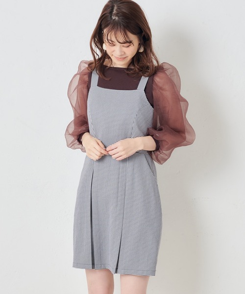 one after another NICE CLAUP(ワンアフターアナザーナイスクラップ)の「後ろレースアップジャンパースカート(ジャンパースカート・レディース・ベージュ/ブラック系その他/ベージュ系その他/グリーン・FREE)」の11枚目の写真