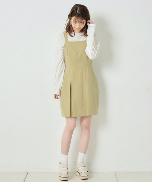 one after another NICE CLAUP(ワンアフターアナザーナイスクラップ)の「後ろレースアップジャンパースカート(ジャンパースカート・レディース・ベージュ/ブラック系その他/ベージュ系その他/グリーン・FREE)」の16枚目の写真