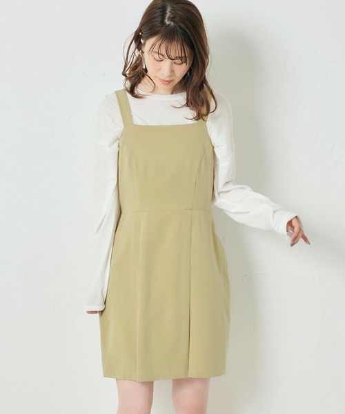 one after another NICE CLAUP(ワンアフターアナザーナイスクラップ)の「後ろレースアップジャンパースカート(ジャンパースカート・レディース・ベージュ/ブラック系その他/ベージュ系その他/グリーン・FREE)」の13枚目の写真