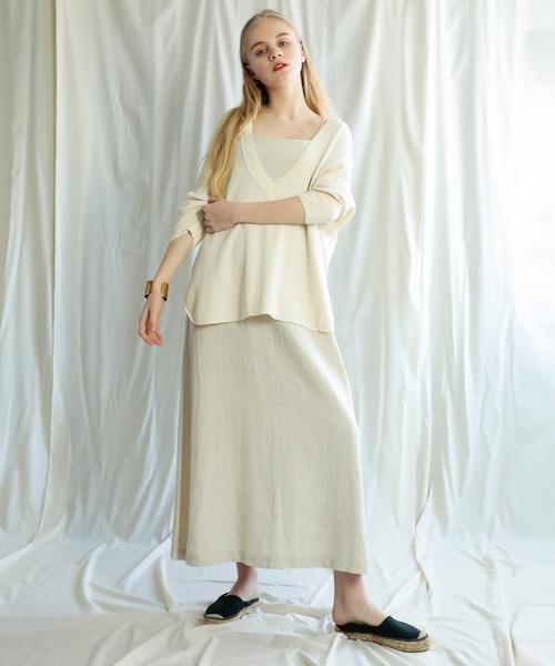Audition(オーディション)の「M1397 ヴィンテージワッフルVネックプルオーバー(Tシャツ/カットソー・レディース・ブラック/オリーブ/キナリ・MEDIUM)」の8枚目の写真