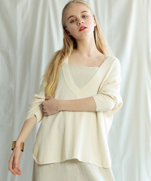 Audition(オーディション)の「M1397 ヴィンテージワッフルVネックプルオーバー(Tシャツ/カットソー・レディース・ブラック/オリーブ/キナリ・MEDIUM)」の22枚目の写真