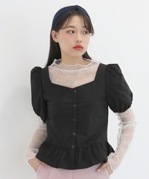 ラブリーパフフリル スクエアネック ブラウス
