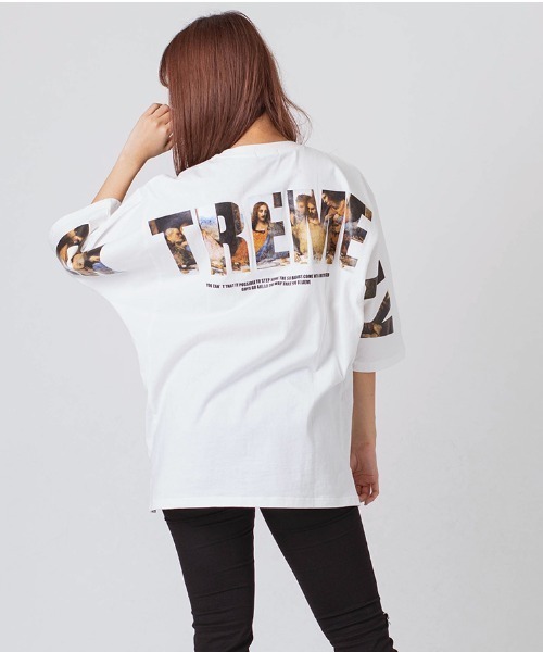 RE730（アールイーセブンサーティー）の「【RE730】RE730の人気モチーフビッグロゴTシャツ　ビッグシルエット（Tシャツ/カットソー・メンズ・オフホワイト/ブラック/イエロー・MEDIUM/LARGE/X-LARGE）」の2枚目の写真