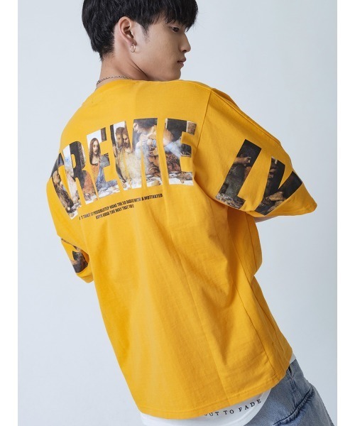 RE730（アールイーセブンサーティー）の「【RE730】RE730の人気モチーフビッグロゴTシャツ　ビッグシルエット（Tシャツ/カットソー・メンズ・オフホワイト/ブラック/イエロー・MEDIUM/LARGE/X-LARGE）」の15枚目の写真