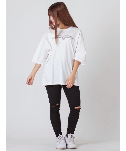RE730（アールイーセブンサーティー）の「【RE730】RE730の人気モチーフビッグロゴTシャツ　ビッグシルエット（Tシャツ/カットソー・メンズ・オフホワイト/ブラック/イエロー・MEDIUM/LARGE/X-LARGE）」の18枚目の写真