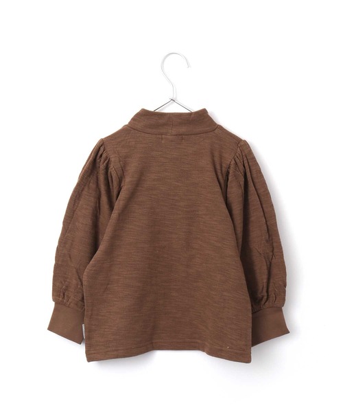 MAKE YOUR DAY（メイクユアデイ）の「接結天竺ボリューム袖ハイネック長袖Tシャツ■80～140cm（Tシャツ/カットソー・キッズ・ブラウン/オフホワイト/ラベンダー・120/130/140/90/100/110/80）」の12枚目の写真