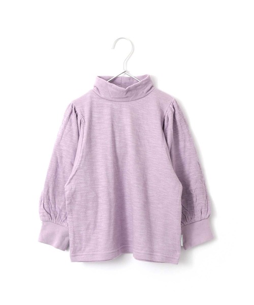MAKE YOUR DAY（メイクユアデイ）の「接結天竺ボリューム袖ハイネック長袖Tシャツ■80～140cm（Tシャツ/カットソー・キッズ・ブラウン/オフホワイト/ラベンダー・120/130/140/90/100/110/80）」の19枚目の写真
