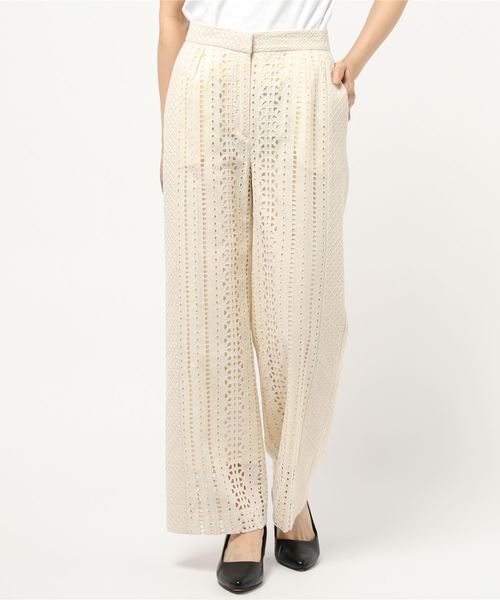 NINE（ナイン）の「カットワークストレートパンツ（その他パンツ・レディース・ダークブラウン/ベージュ系その他・1/0）」の2枚目の写真