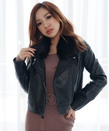 LIPSERVICE | ファーカラー2WAYライダースジャケット(ライダースジャケット)