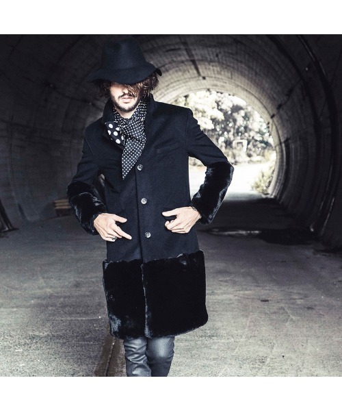 NO ID.（ノーアイディ）の「【NO ID.】Fur Switch Chester Coat / ファー 切替 チェスター コート（チェスターコート・メンズ・グレー/ブラック・1）」の2枚目の写真