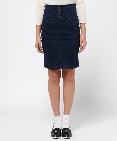 WEGO(ウィゴー)の「WEGO/パウダーデニムハイウエストスカート(デニムスカート・レディース・ダークインディゴブルー/ネイビー・FREE)」の3枚目の写真