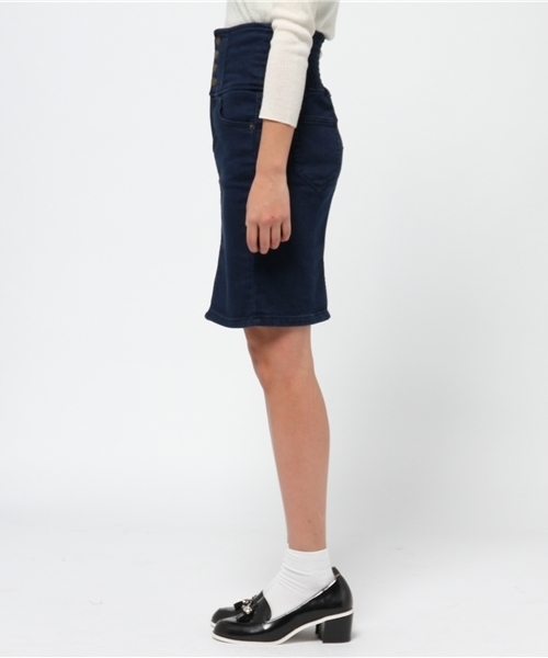 WEGO(ウィゴー)の「WEGO/パウダーデニムハイウエストスカート(デニムスカート・レディース・ダークインディゴブルー/ネイビー・FREE)」の4枚目の写真