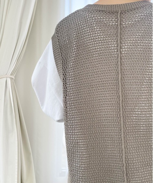 flaner（フラネ）の「ルーズメッシュベスト（ベスト・レディース・モカ/ナチュラル/カーキ・FREE）」の8枚目の写真