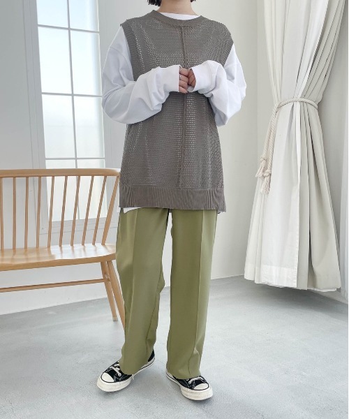 flaner（フラネ）の「ルーズメッシュベスト（ベスト・レディース・モカ/ナチュラル/カーキ・FREE）」の10枚目の写真