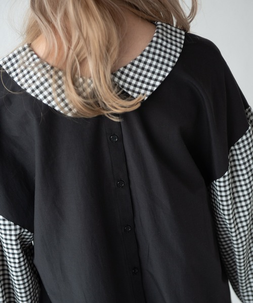 MERLOT（メルロー）の「2wayギンガムチェックコンビブラウス（シャツ/ブラウス・レディース・ブラック/ホワイト・FREE）」の15枚目の写真