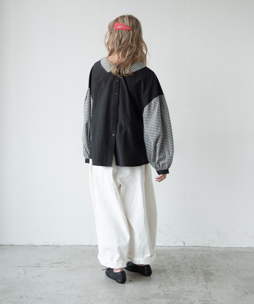 MERLOT（メルロー）の「2wayギンガムチェックコンビブラウス（シャツ/ブラウス・レディース・ブラック/ホワイト・FREE）」の19枚目の写真