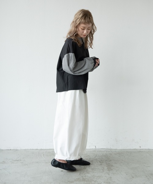 MERLOT（メルロー）の「2wayギンガムチェックコンビブラウス（シャツ/ブラウス・レディース・ブラック/ホワイト・FREE）」の13枚目の写真