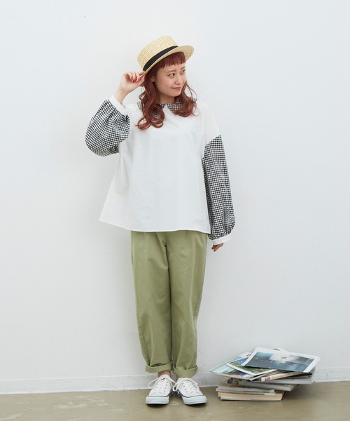 MERLOT（メルロー）の「2wayギンガムチェックコンビブラウス（シャツ/ブラウス・レディース・ブラック/ホワイト・FREE）」の22枚目の写真