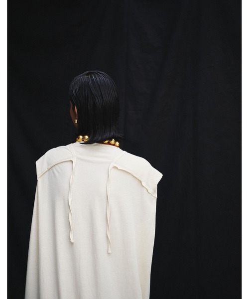 【 FEMMENT / ファモン 】 tight twist cotton jersey tack shoulder long dress タイトツイストコットンジャージータックショルダーロングドレス