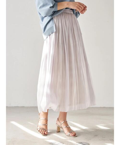 YECCA VECCA（イェッカヴェッカ）の「・シャイニーギャザーロングスカート　＊（スカート・レディース・ライトグレー/ライトグリーン/ブルー系その他7/ラベンダー・FREE）」の5枚目の写真