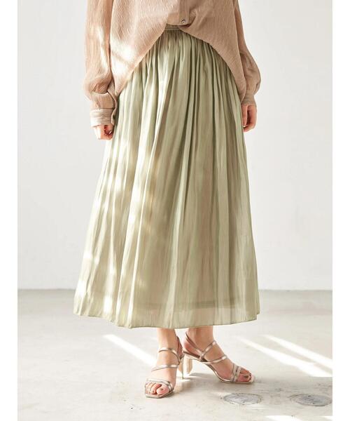 YECCA VECCA（イェッカヴェッカ）の「・シャイニーギャザーロングスカート　＊（スカート・レディース・ライトグレー/ライトグリーン/ブルー系その他7/ラベンダー・FREE）」の6枚目の写真