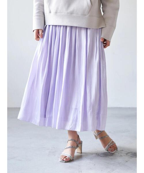 YECCA VECCA（イェッカヴェッカ）の「・シャイニーギャザーロングスカート　＊（スカート・レディース・ライトグレー/ライトグリーン/ブルー系その他7/ラベンダー・FREE）」の7枚目の写真
