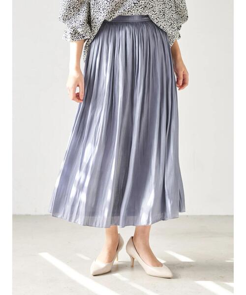 YECCA VECCA（イェッカヴェッカ）の「・シャイニーギャザーロングスカート　＊（スカート・レディース・ライトグレー/ライトグリーン/ブルー系その他7/ラベンダー・FREE）」の8枚目の写真