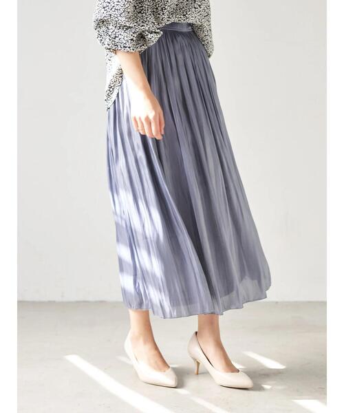 YECCA VECCA（イェッカヴェッカ）の「・シャイニーギャザーロングスカート　＊（スカート・レディース・ライトグレー/ライトグリーン/ブルー系その他7/ラベンダー・FREE）」の9枚目の写真