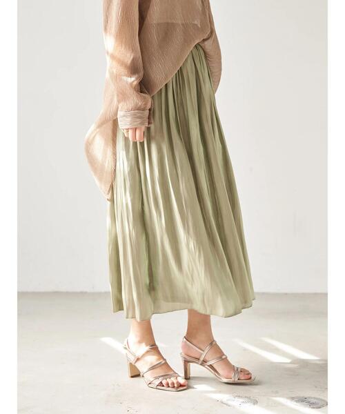 YECCA VECCA（イェッカヴェッカ）の「・シャイニーギャザーロングスカート　＊（スカート・レディース・ライトグレー/ライトグリーン/ブルー系その他7/ラベンダー・FREE）」の11枚目の写真