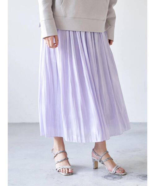 YECCA VECCA（イェッカヴェッカ）の「・シャイニーギャザーロングスカート　＊（スカート・レディース・ライトグレー/ライトグリーン/ブルー系その他7/ラベンダー・FREE）」の12枚目の写真