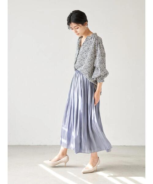 YECCA VECCA（イェッカヴェッカ）の「・シャイニーギャザーロングスカート　＊（スカート・レディース・ライトグレー/ライトグリーン/ブルー系その他7/ラベンダー・FREE）」の14枚目の写真