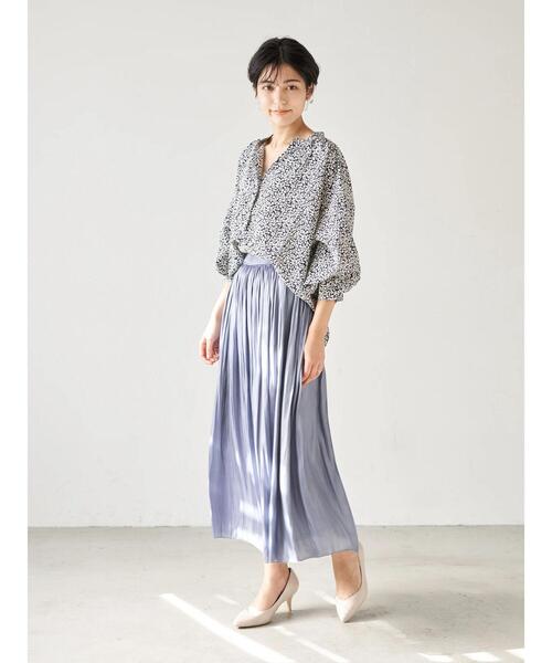 YECCA VECCA（イェッカヴェッカ）の「・シャイニーギャザーロングスカート　＊（スカート・レディース・ライトグレー/ライトグリーン/ブルー系その他7/ラベンダー・FREE）」の15枚目の写真