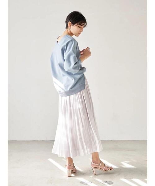 YECCA VECCA（イェッカヴェッカ）の「・シャイニーギャザーロングスカート　＊（スカート・レディース・ライトグレー/ライトグリーン/ブルー系その他7/ラベンダー・FREE）」の17枚目の写真