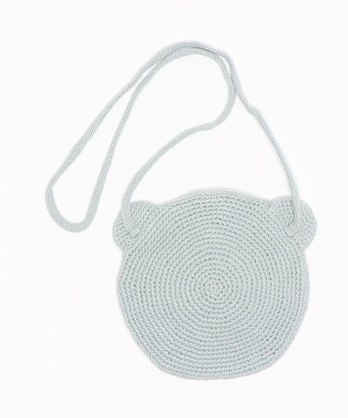 D.fesense（ディーフェセンス）の「【D.fesense /ディーフェセンス】アニマルニットポーチKUMA（ショルダーバッグ・キッズ・ミント/チャコール/ライトグレー・F）」の5枚目の写真