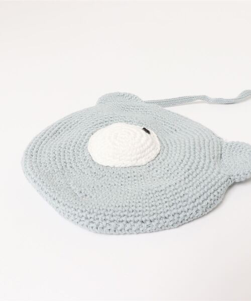 D.fesense（ディーフェセンス）の「【D.fesense /ディーフェセンス】アニマルニットポーチKUMA（ショルダーバッグ・キッズ・ミント/チャコール/ライトグレー・F）」の6枚目の写真