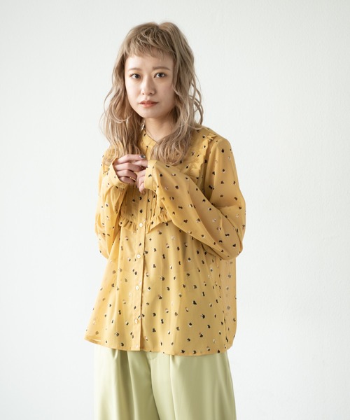 MERLOT（メルロー）の「フラワードット柄楊柳ブラウス（シャツ/ブラウス・レディース・ターコイズブルー/イエロー・FREE）」の12枚目の写真