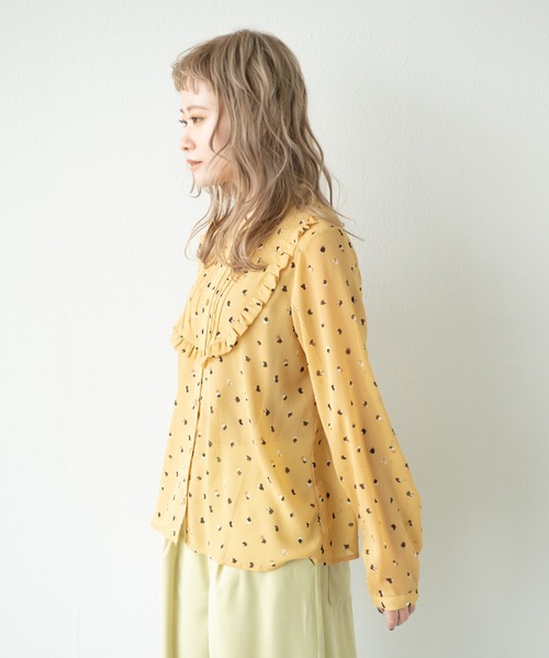 MERLOT（メルロー）の「フラワードット柄楊柳ブラウス（シャツ/ブラウス・レディース・ターコイズブルー/イエロー・FREE）」の4枚目の写真