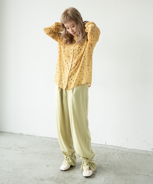 MERLOT（メルロー）の「フラワードット柄楊柳ブラウス（シャツ/ブラウス・レディース・ターコイズブルー/イエロー・FREE）」の16枚目の写真