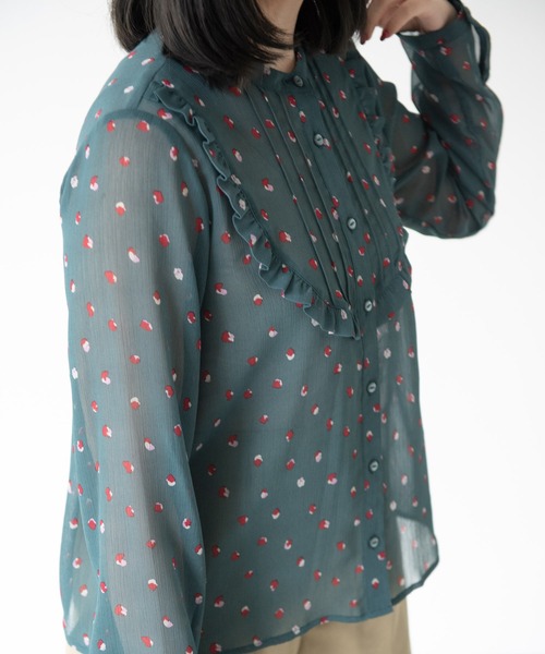 MERLOT（メルロー）の「フラワードット柄楊柳ブラウス（シャツ/ブラウス・レディース・ターコイズブルー/イエロー・FREE）」の17枚目の写真