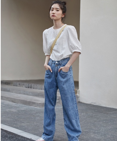yuue' ( wear )（ユーイ）の「コットン100% 刺繍ハーフスリーブブラウス（シャツ/ブラウス・レディース・ホワイト・SMALL/MEDIUM/LARGE）」の4枚目の写真