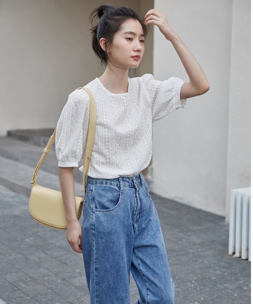 yuue' ( wear )（ユーイ）の「コットン100% 刺繍ハーフスリーブブラウス（シャツ/ブラウス・レディース・ホワイト・SMALL/MEDIUM/LARGE）」の9枚目の写真
