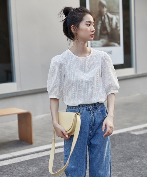 yuue' ( wear )（ユーイ）の「コットン100% 刺繍ハーフスリーブブラウス（シャツ/ブラウス・レディース・ホワイト・SMALL/MEDIUM/LARGE）」の14枚目の写真