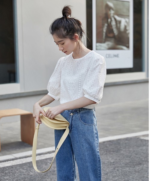 yuue' ( wear )（ユーイ）の「コットン100% 刺繍ハーフスリーブブラウス（シャツ/ブラウス・レディース・ホワイト・SMALL/MEDIUM/LARGE）」の7枚目の写真