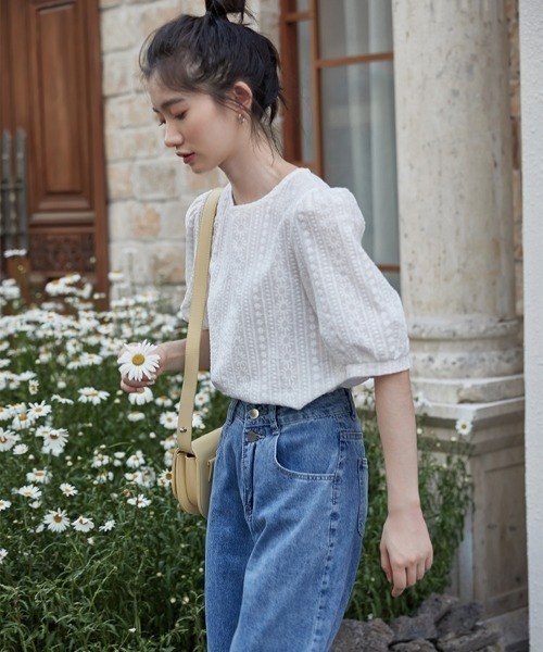 yuue' ( wear )（ユーイ）の「コットン100% 刺繍ハーフスリーブブラウス（シャツ/ブラウス・レディース・ホワイト・SMALL/MEDIUM/LARGE）」の5枚目の写真