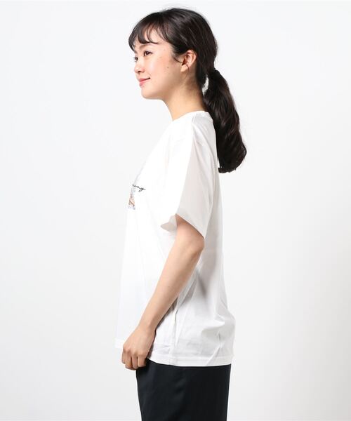 INTERPLANET(インタープラネット)の「刺繍ロゴ*ストゥレイタムプリントドライタッチコットンTシャツ(Tシャツ/カットソー・レディース・ブラック/キャメル/オフホワイト・FREE)」の4枚目の写真