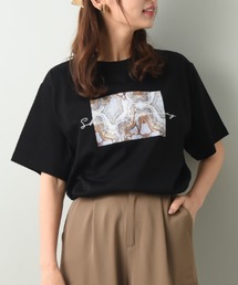 刺繍ロゴ*ストゥレイタムプリントドライタッチコットンTシャツ